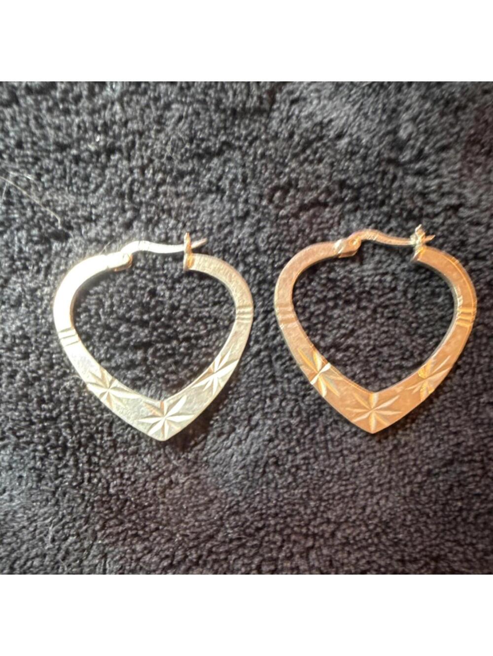Sterling Silver 925 Heart Hoop Earrings Hinged 1.25